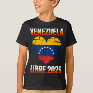 Camiseta Venezuela Livre 2026 Bandeira do Coração da Venezu