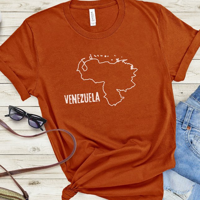 Camiseta Venezuela Mapa de Países em Forma de Linha de Fron (Criador carregado)