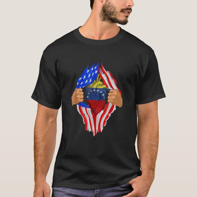 Camiseta Venezuelan Blood Inside Me Venezuela America Heart (Frente)