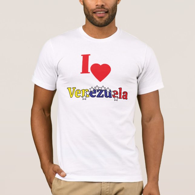 Camiseta venezuelan,mens heart, i love Venezuela ,flag (Frente)