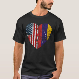 Camiseta Venezuelano americano Flags Heart United States Ve
