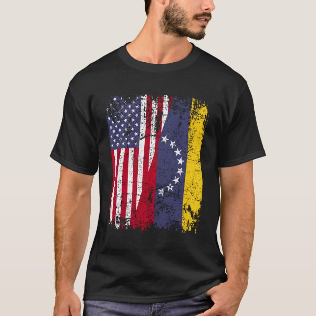 Camiseta Venezuelano domina metade da bandeira americana Ve (Frente)