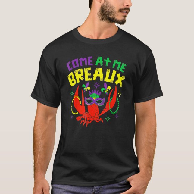 Camiseta Venha Comigo Crawfish Carnaval Miçanga Mardi Gr (Frente)