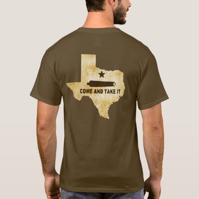 Camiseta Venha e pegue o emblema da bandeira no Texas (Verso)
