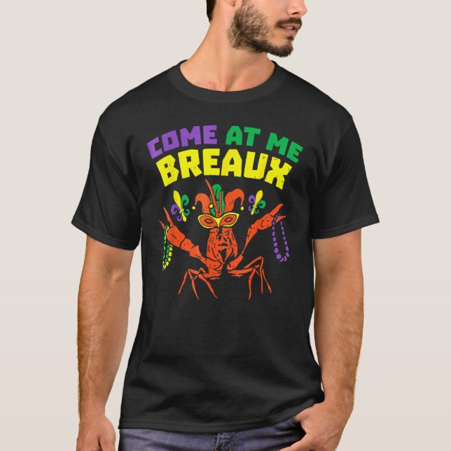 Camiseta Venha Para Mim Crawfish Mardi Gras Miçanga Mask C (Frente)
