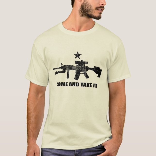 Camiseta Venha tomá-lo com AR-15 (Frente)