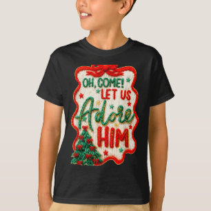 Camiseta Venha Vamos Adorá-Lo Crochê de Lã Natividade Chr