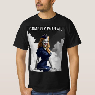 Camiseta Venha Voar Comigo Aeronave Escandinava Vintage