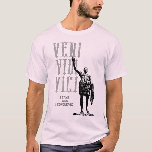 Camiseta Veni Vidi Vici Cesar Pale Pink Mens Modelo (Frente)