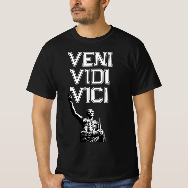 Camiseta Veni Vidi Vici Motivational Quote Mens (Frente)