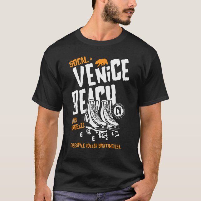 Camiseta Venice Beach California Retro Roller Skate 6 (Frente)