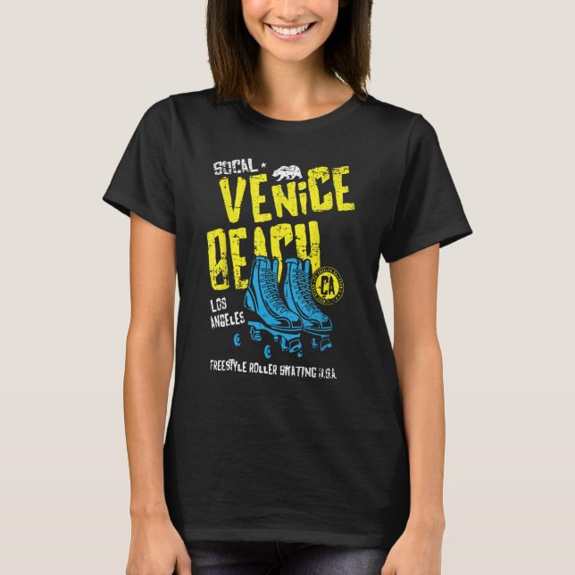 Camiseta Venice Beach California Retro Roller Skate Distânc (Frente)