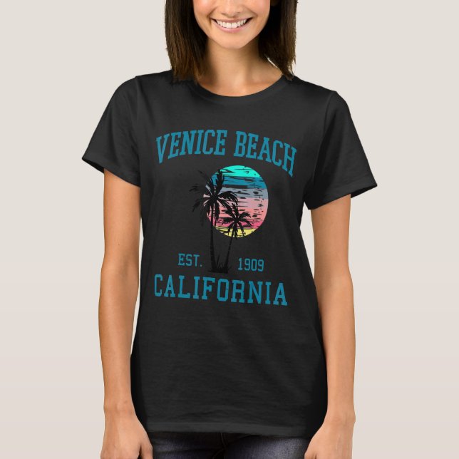 Camiseta Venice Beach California Spring Break Beach Palm Tr (Frente)
