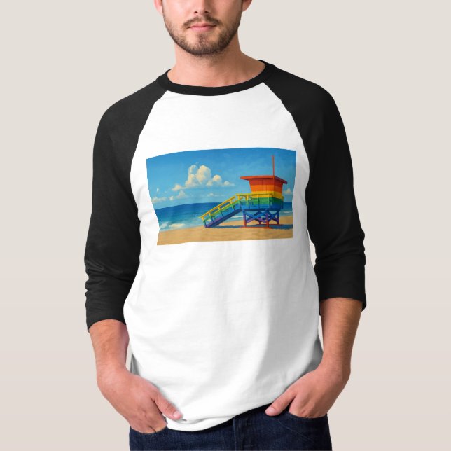 Camiseta Venice Beach Rainbow Lifeguard Stand (Frente)