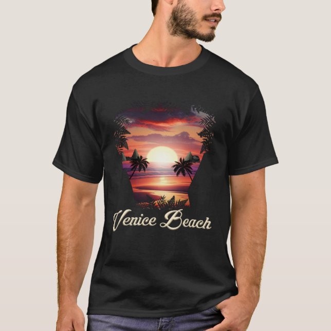 Camiseta Venice Beach Vibrant Sunset Los Angeles California (Frente)