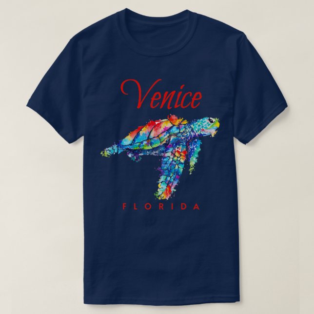 Camiseta Venice Florida Watercolor Sea Turtle (Frente do Design)