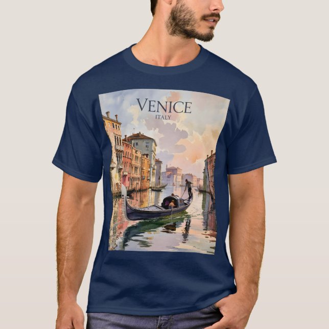 Camiseta Venice Gondola Ride Watercolor Canal Colorful (Frente)