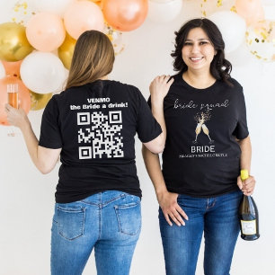Camiseta Venmo Uma Bebida Para a Noiva Código QR Brinde de 