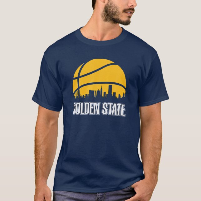 Camiseta Ventilador de basquete SF City Skyline para Ouros (Frente)