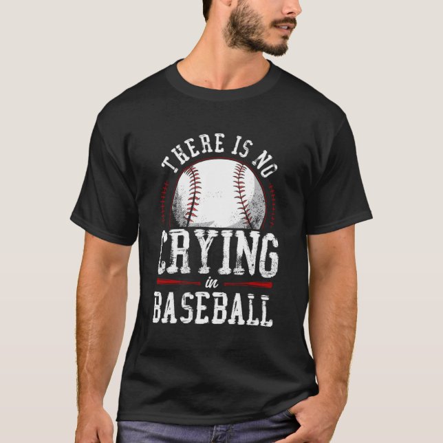 Camiseta Ventilador De Beisebol Não Há Choro No Baseball (Frente)