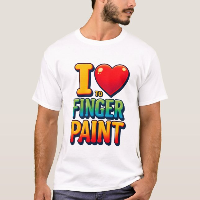 Camiseta Ventilador de pintura de dedo - Expressão criativa (Frente)