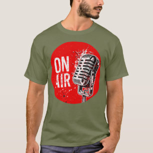 Camiseta Ventilador de Podcast do Microfone de Radiodifusã