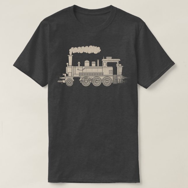 Camiseta Ventilador do Comboio Retro-Ferroviário com Locomo (Frente do Design)