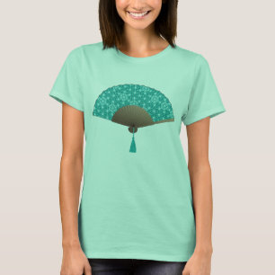 Camiseta Ventilador Japonês no padrão de Asanoha, Turquesa