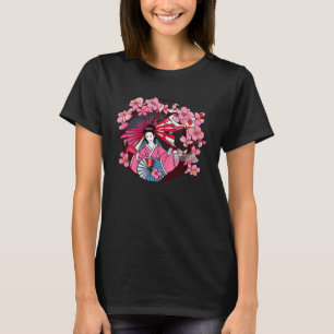 Camiseta Ventiladores da Geisha japonesa e flores de cereja
