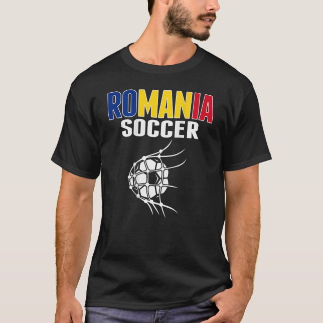 Camiseta Ventiladores de futebol romenos apoiam o futebol r (Frente)