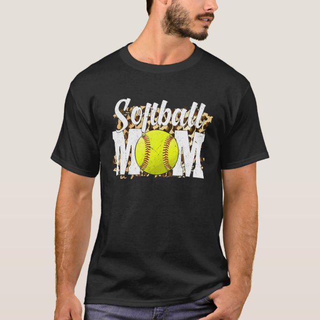 Camiseta Ventiladores de Softball Mulheres Leopardo, Mãe de (Frente)