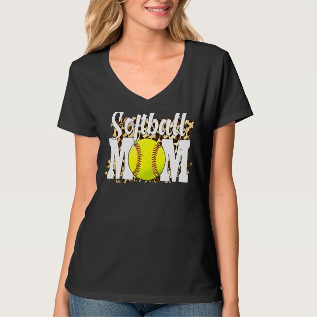 Camiseta Ventiladores de softball Mulheres leopardo Softbal (Frente)