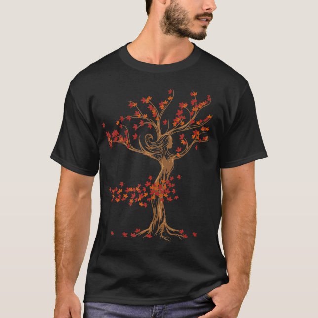 Camiseta Vento do Autumn Artístico Tree Spirit Drryad Druid (Frente)