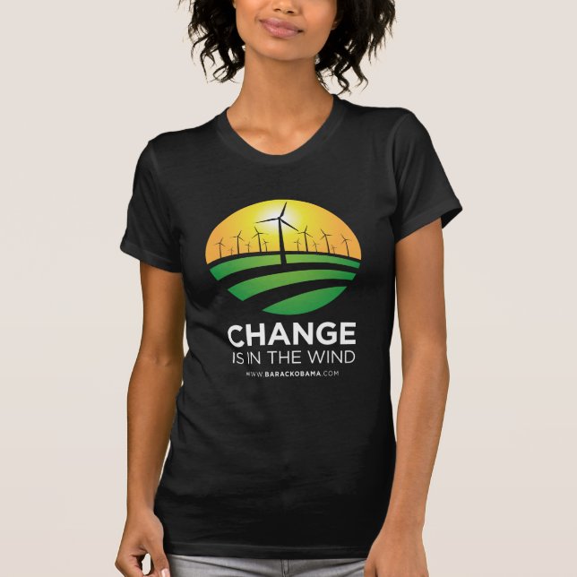 Camiseta Ventos de Obama do t-shirt das mulheres da mudança (Frente)