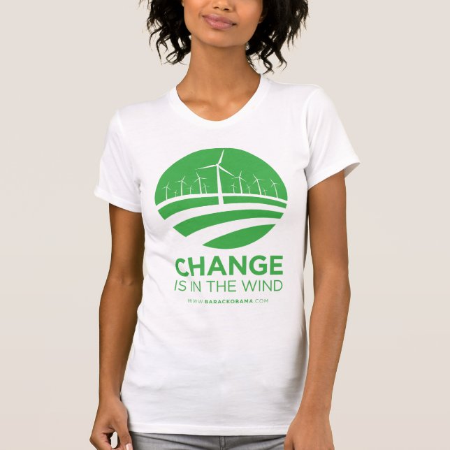 Camiseta Ventos de Obama do t-shirt das mulheres da mudança (Frente)