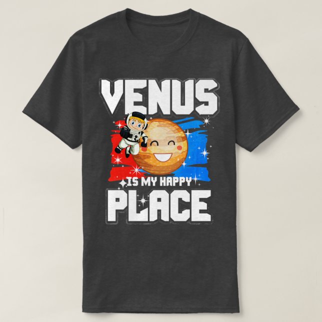 Camiseta Venus É Meu Lugar Feliz, Longa Folga (Frente do Design)
