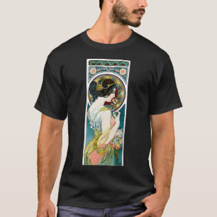 Camiseta Verão -Alphonse Mucha -Art Nouveau Mucha -Vintage