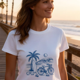 Camiseta Verão Costeiro da Califórnia -azul-