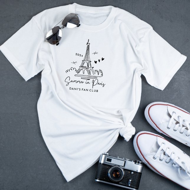Camiseta Verão de 2024 em Paris, Torre Eiffel Personalizada (Personalize with year for your summer in Paris. Also add a name, group, sport, team, or athlete.
)