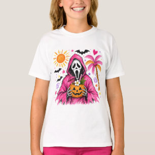 Camiseta Verão de Fantasma Rosa Halloween