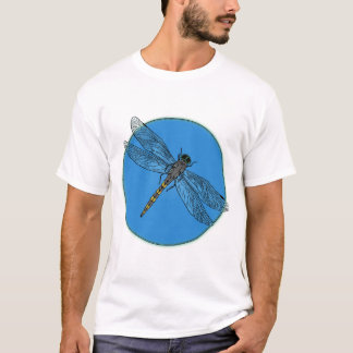 Camiseta Verão de Libélula – Arte de Círculo Azul Claro