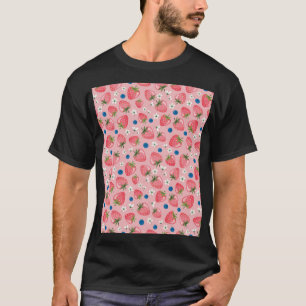 Camiseta Verão de morango, fundo feminino de desenho animad