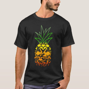 Camiseta Verão Exótico de Praia Havaiana de Abacaxi Flaming