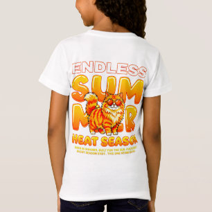 Camiseta Verão Gato Fofo Estação Quente - Garota Retro Esté
