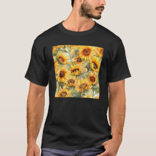 Camiseta Verão Girassóis Bonito Amarelo-Botânico
