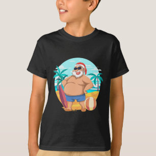 Camiseta Verão havaiano Papai Noel engraçado Natal tropical