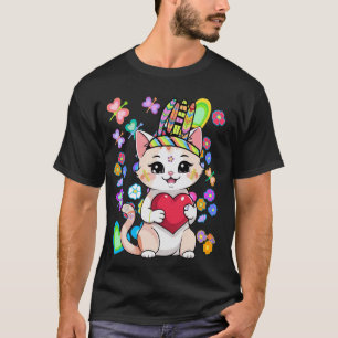 Camiseta Verão Hippie Gato Coração Gatos Hippies Gatinhos C
