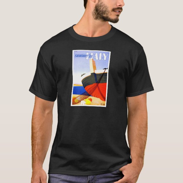 Camiseta Verão na Itália, Viagens vintage (Frente)
