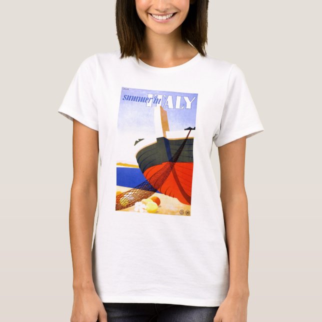Camiseta Verão na Itália, Viagens vintage (Frente)