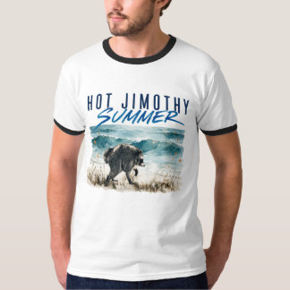 Camiseta Verão Quente Jimothy Funny Guaxinim Praia Vintage